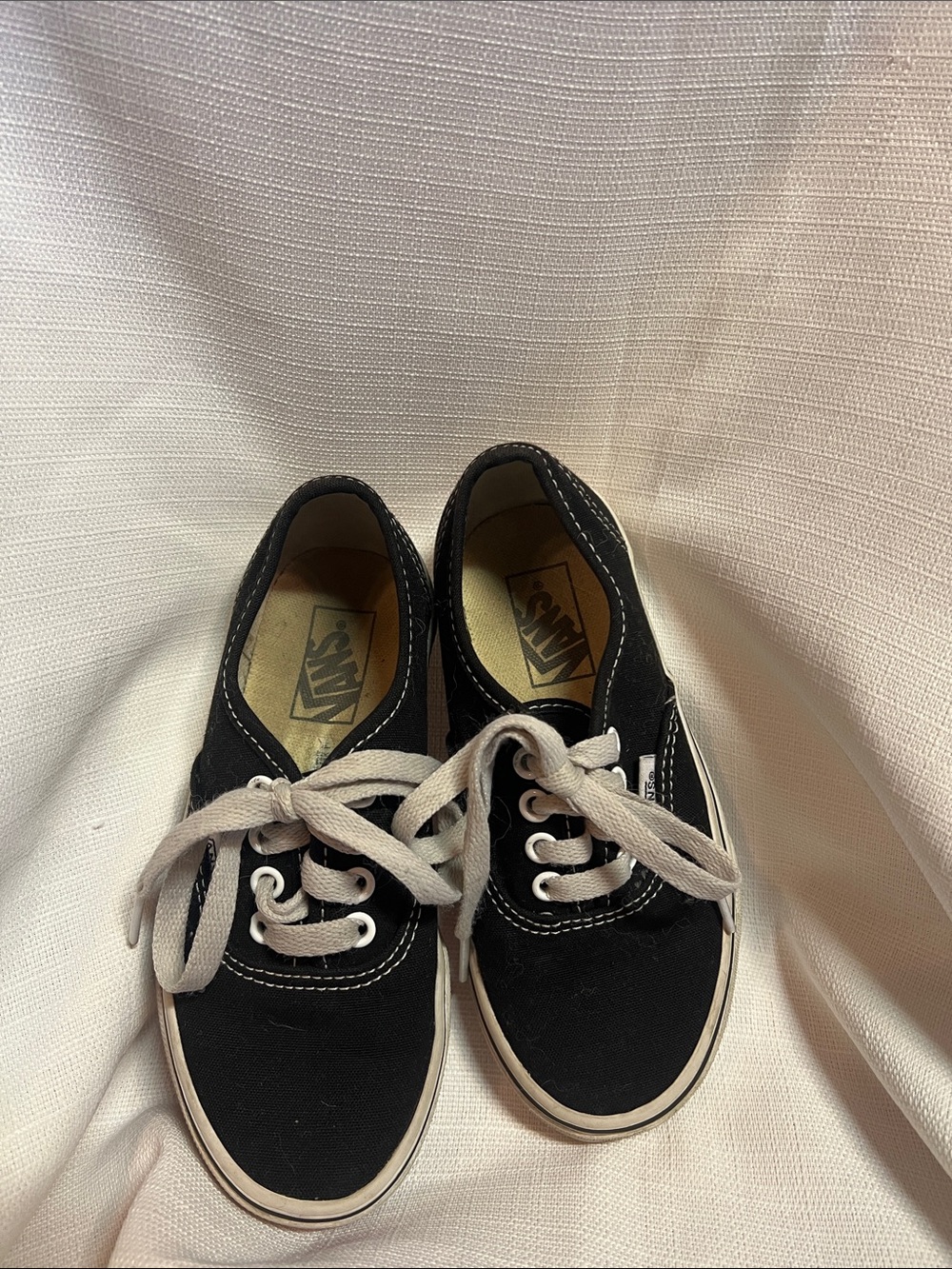 Vans Kids Black Canvas Low-Top Sneakers with White Trim - Picture 2 of 3